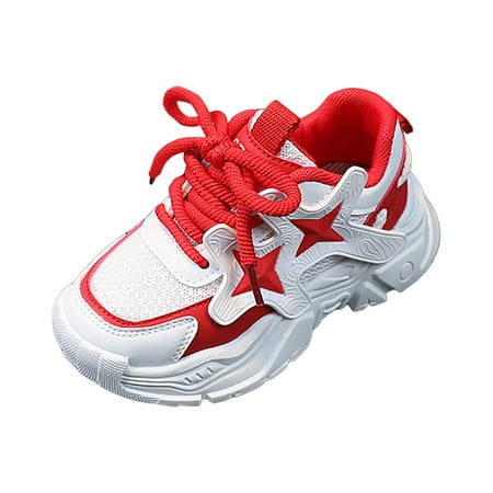 eileial Boys Girls Barefoot Sneakers Dual Hook and Loops Sneakers Baby Canvas Shoes Red 7.5