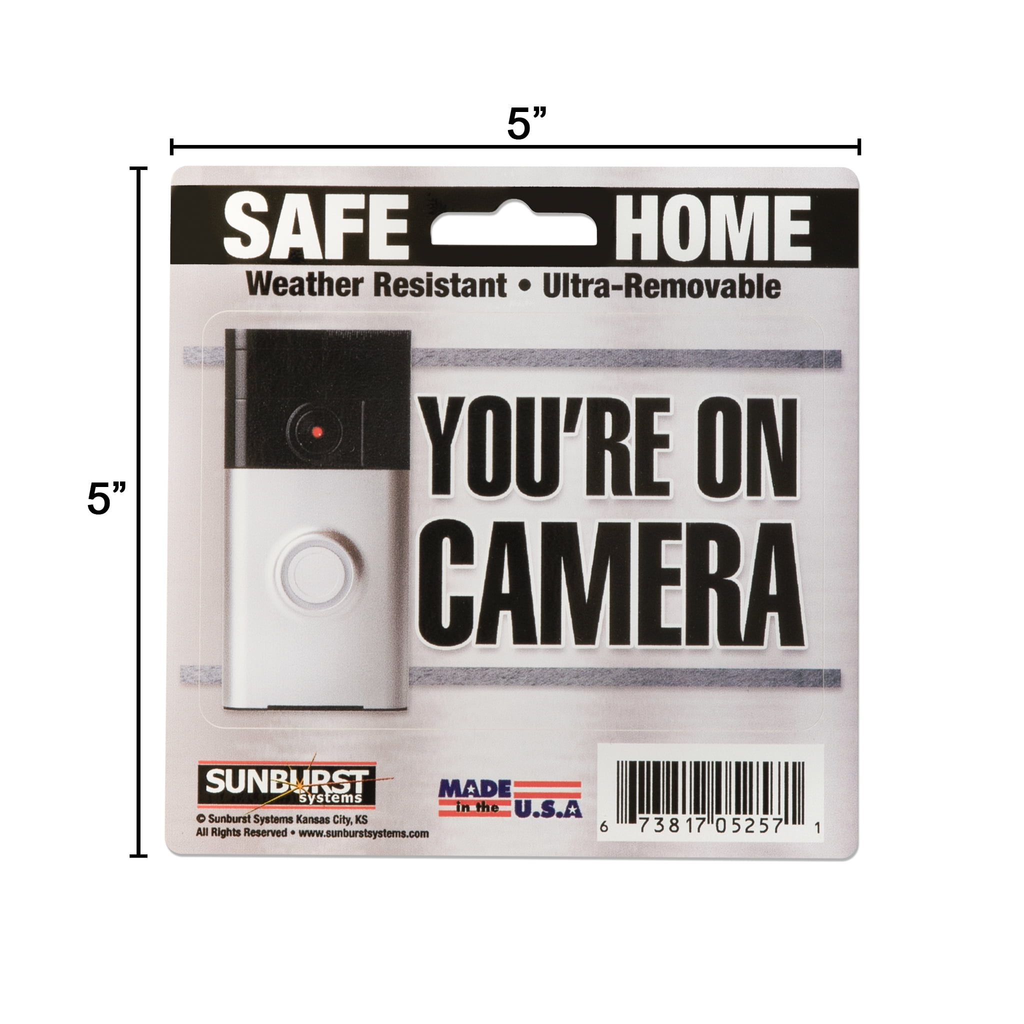 (2 pack) Sunburst Systems 5" x 5" Silver Vinyl You're On Camera Decal Sticker
