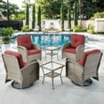 thumbnail image 2 of PARKWELL Outdoor Swivel Glider Chair Set of 4, Patio High Back Swivel Rocker Lounge Arm Chair for Balcony Yard,Gray Wicker Deep Seat Furniture with Red Cushion, 2 of 10