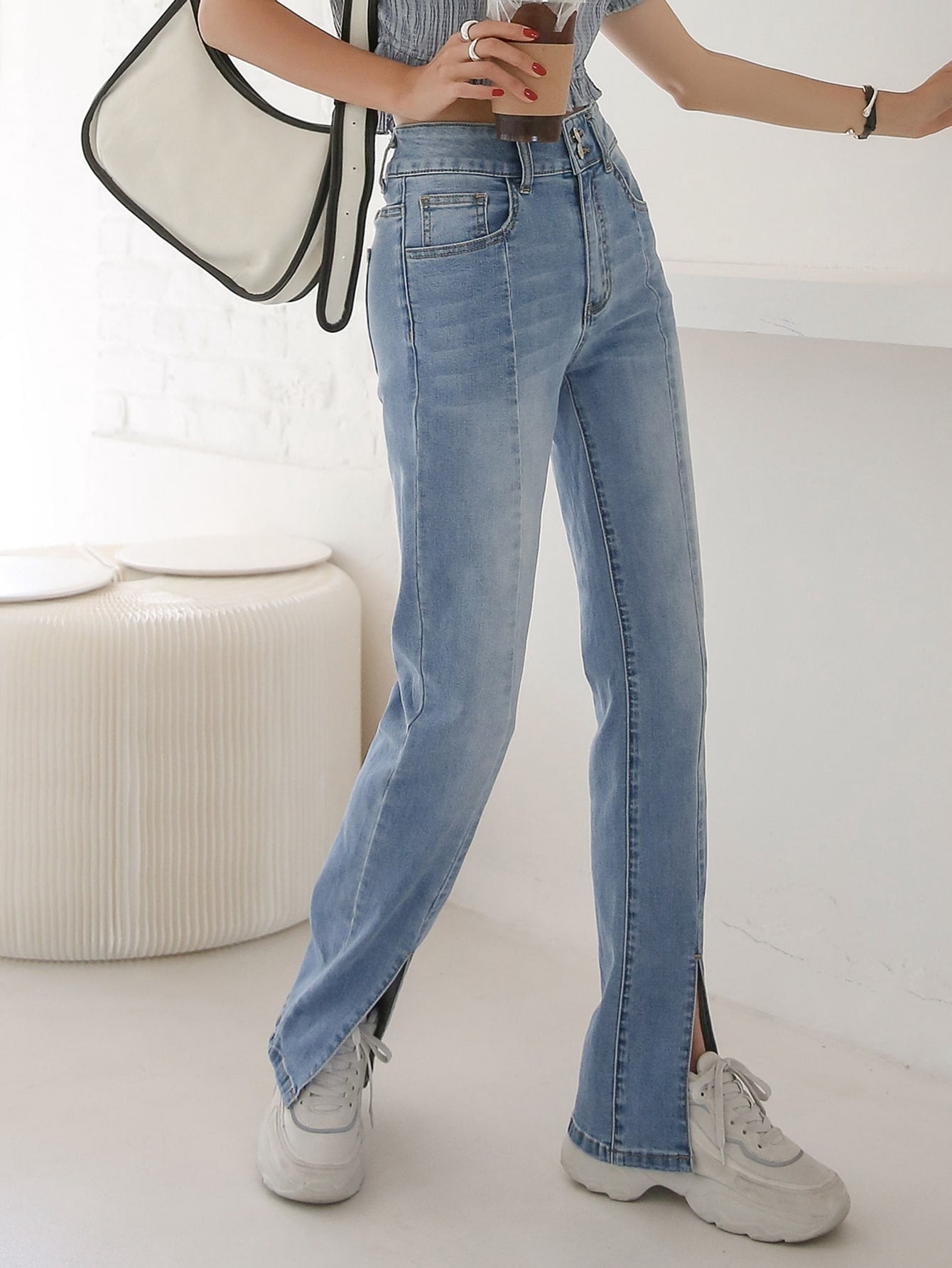 split leg jeans