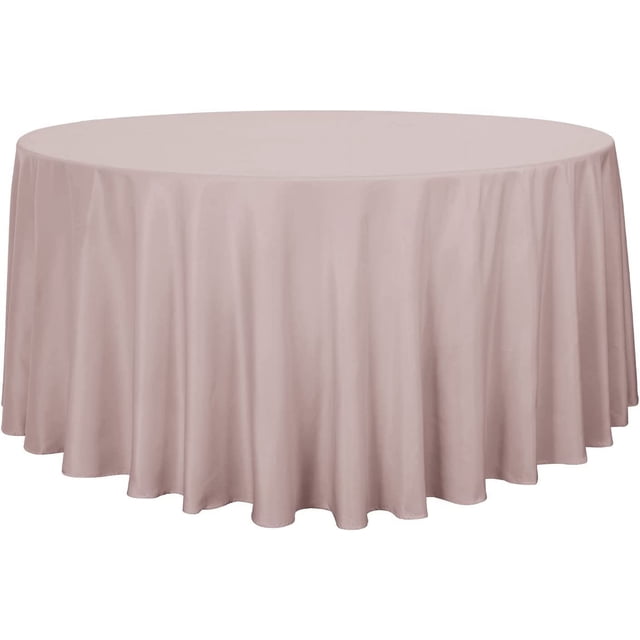 LAICAIW Round Tablecloth-120 Inch-Water Resistant Spill Proof Washable Polyester Table Cloth Decorative Fabric Table Cover for Dining Table, Buffet Parties and Camping, Blush