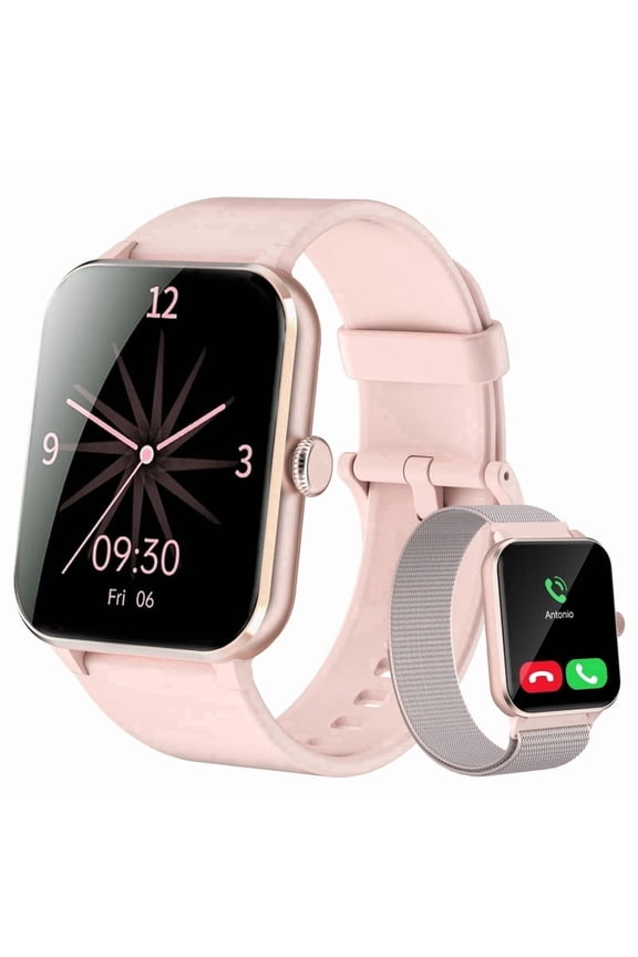Women Smart watch with Answer/Make Calls/120+ Sport Modes/IP68 Waterproof, Fitness Tracker Fits for iPhone and Android Devices (Pink) for Gift