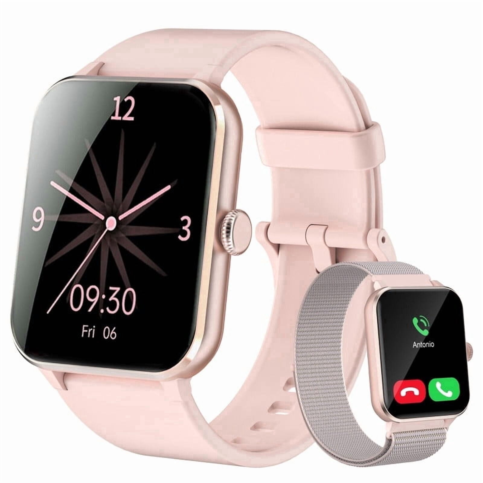Women Smart watch with Answer/Make Calls/120+ Sport Modes/IP68 Waterproof, Fitness Tracker Fits for iPhone and Android Devices (Pink) for Gift