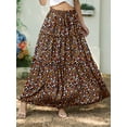 thumbnail image 4 of Cueply Long Skirts for Women Pleated Elastic High Waist drawstring Tiered Maxi Skirt with Pockets, 4 of 7