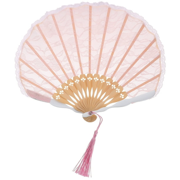 Abanico de mano de encaje con borlas Elegante abanico plegable de encaje Abanico plegable de mano