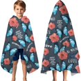 thumbnail image 3 of Pioneer Flower Floral Print Pattern Hooded Bath Towel，60"x35" for Ages 3 To 12 Kids, Quick Dry Lightweight Soft Microfiber Hood Beach Towel Cover Up for Kids, 3 of 7