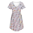 thumbnail image 6 of Dresses for Women Deep V Neck T-Shirt Mini Dresses Fashion Casual Loose Floral Printed Pleated Sundress Beach Vacation Clothes, 6 of 7