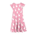 thumbnail image 4 of Xdegoge Easter Dresses for Girls Rabbit Print with Tiered Skirt and Cap Sleeves, Lightweight and Comfortable Teens Holiday Dress, 4 of 5