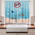 thumbnail image 2 of Ambesonne Sea Theme Kitchen Curtains, Stop Plastic Pollution, 55"x30", Peach Pale Sky Blue, 2 of 3