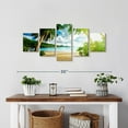 thumbnail image 2 of Elephant Stock Sunny Seychelles Beach Trees Wall Art - Horizontal Multi Panel Canvas - Living Room Wall Decor - Beach Multi Panel - Yellow And Green Decor - 29" x 12", 2 of 4