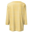 thumbnail image 5 of LISTHA 3/4 Sleeve T Shirts for Women Striped Workout Shirts Crew Neck Trendy Plus Size Tunic Tops Going Out Summer Blouses Yellow 2XL, 5 of 5