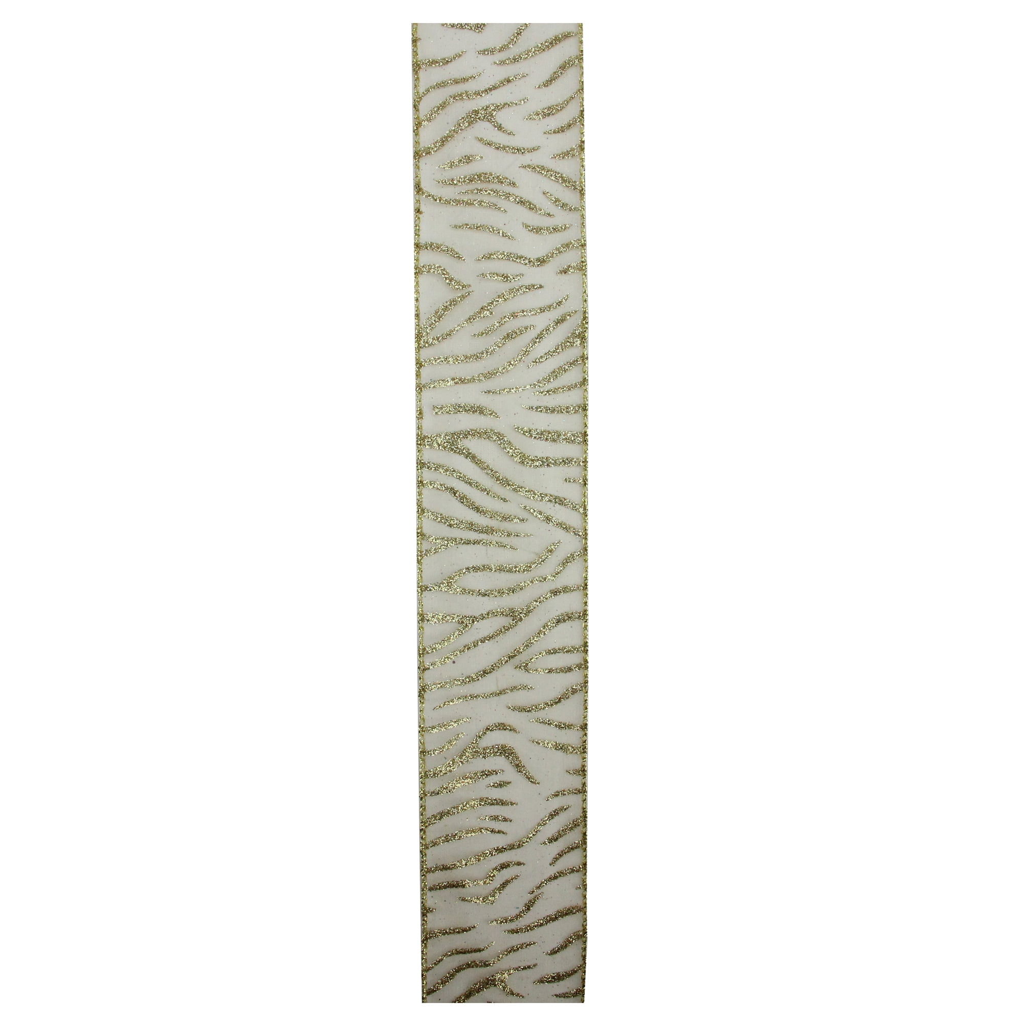 Northlight Pack of 12 Sparkling Gold Lines Wired Christmas Craft Ribbons - 2.5" x 120 Yards