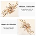 thumbnail image 3 of Shisuyan Bridal Hair Comb Golden Zinc Alloy Rhinestone 1Pcs 6.1x3.0in, 3 of 8