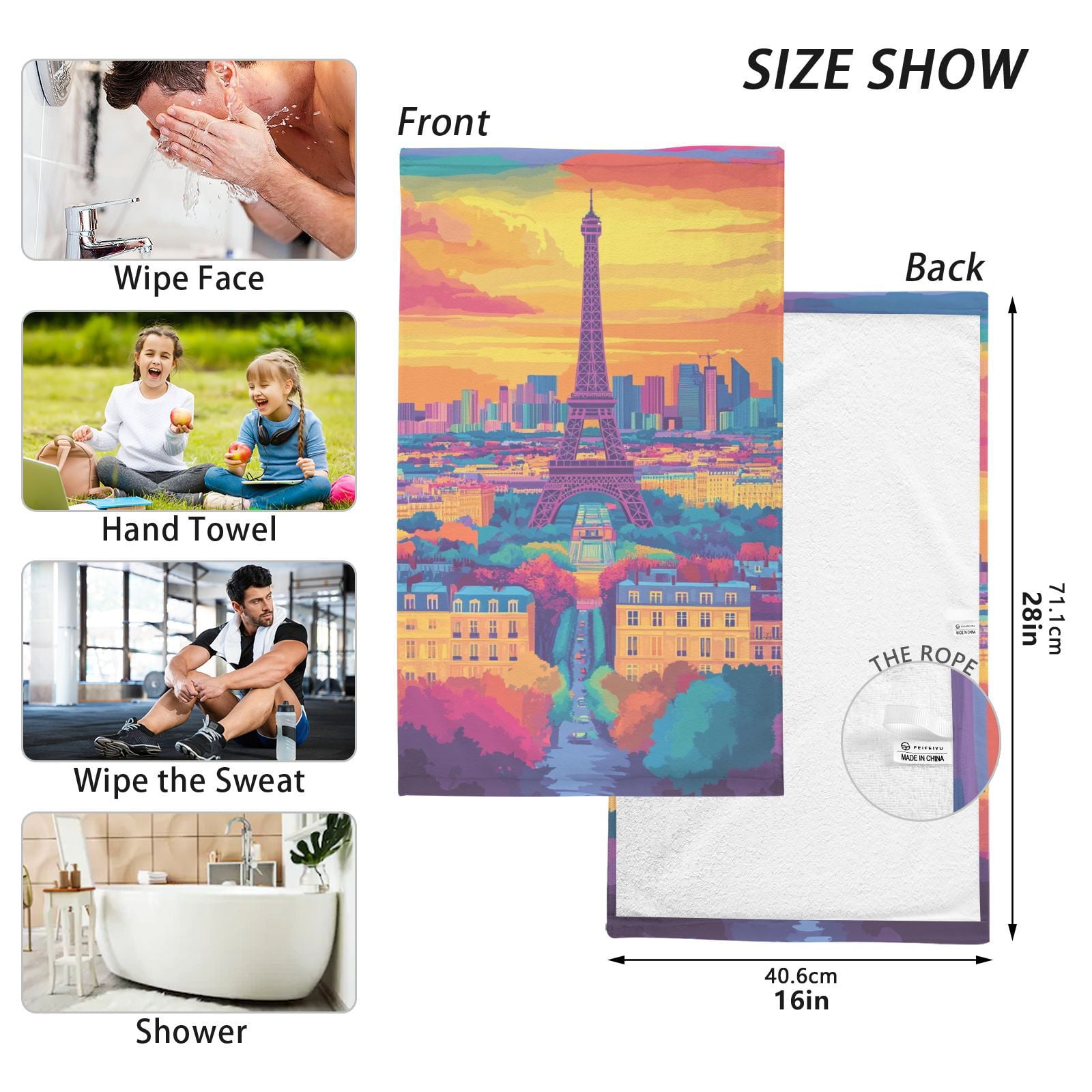 Tower and Houses Hand Towels Cotton Bath Towels Large Face Towels Absorbent for Bathroom 2 Packs