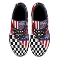 thumbnail image 2 of Dirt Track Racing Checkered Racing American flag Summer Nights and Dirt Track Lights Shoes Sneakers Black Size 4.5, 2 of 7