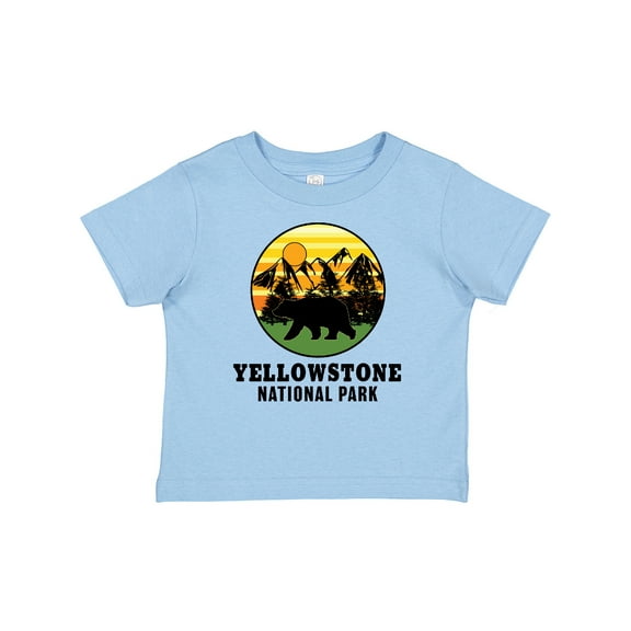 Inktastic Yellowstone National Park with Bear Mountains and Trees Cricle Boys or Girls Baby T-Shirt