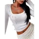 thumbnail image 3 of Camisetas de Larga para Mujer, Tops Cortos, Moda de Otoño, Cuello Cuadrado, Camisetas Básicas para Salir, Ropa Y2K M, 3 of 8