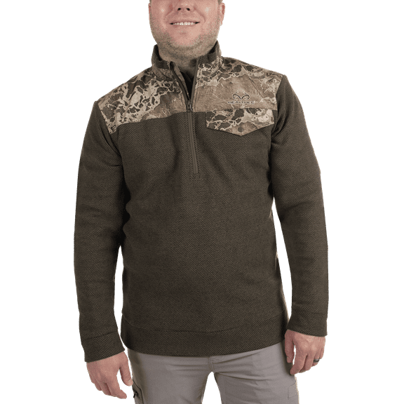 Realtree Men's Jacquard Fleece Hunting Pullover, Realtree Wav3X, Size Extra Large