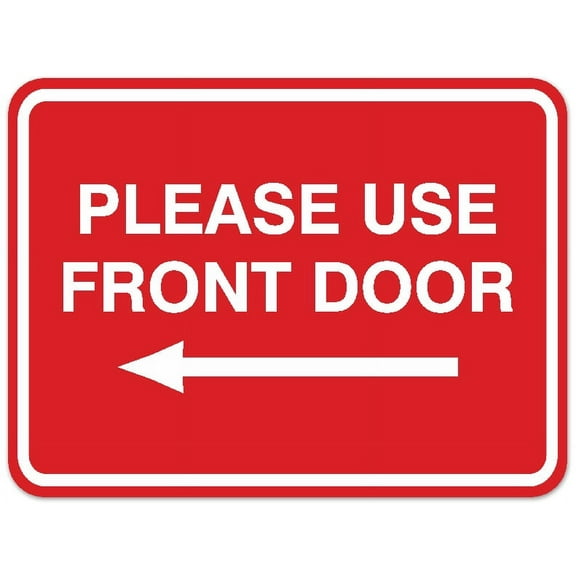 Signs ByLITA Classic Framed Please Use Front Door Left Sign - Easy Installation | Durable Material (Red) - Large