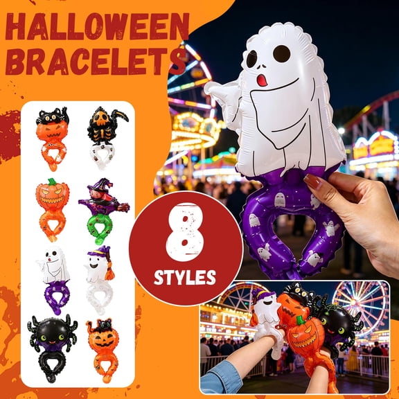 50 Pcs Halloween Balloon Decorations 14 X 7 Inch Cute Inflatable Halloween Decorations with Witch Hat Broom for Students Halloween Party Favors