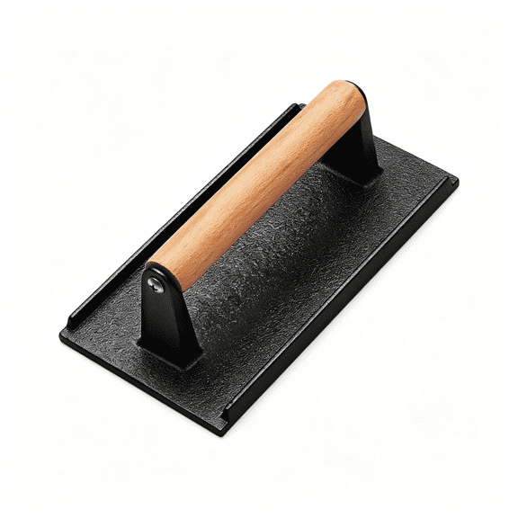 EXLEAF Burger Press,Smash Burger Press for Griddle,Heavy Duty Cast Iron Rectangular 8.2X4.2In Bacon Grill Press with Wood Handle,Meat Steak Weight for Sandwich,Paninis(Rectangle)