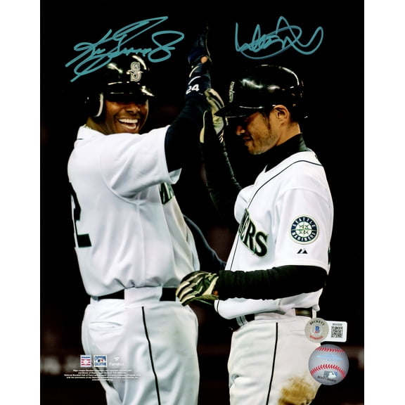 Ken Griffey Jr. & Ichiro Suzuki Autographed 8x10 Photo Seattle Mariners Signed In Teal Beckett BAS Witness 217971