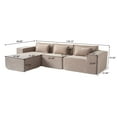 thumbnail image 4 of bokifol 118.12" L Shaped Modern Sofa Modular Sectional Cloud Couch with Ottoman,4-Seat Corduroy Deep Seat Sofa with Pillow for Living Room,Bedroom and Apartment,Brown, 4 of 10
