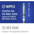 thumbnail image 2 of Water Connection AR147 Aluminum Zinc Anode Rod; Outlet/Nipple Style (Bradford White); Flexible/Segmented; 3/4 NPT x 50" x 5 " nipple; Stops Sulfur/Rotten Egg Smell (Flexible/Segmented), 2 of 7