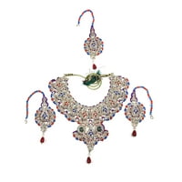 Mogul Womens Indian Bollywood Designer Blue Red Stone Bridal Jewelry