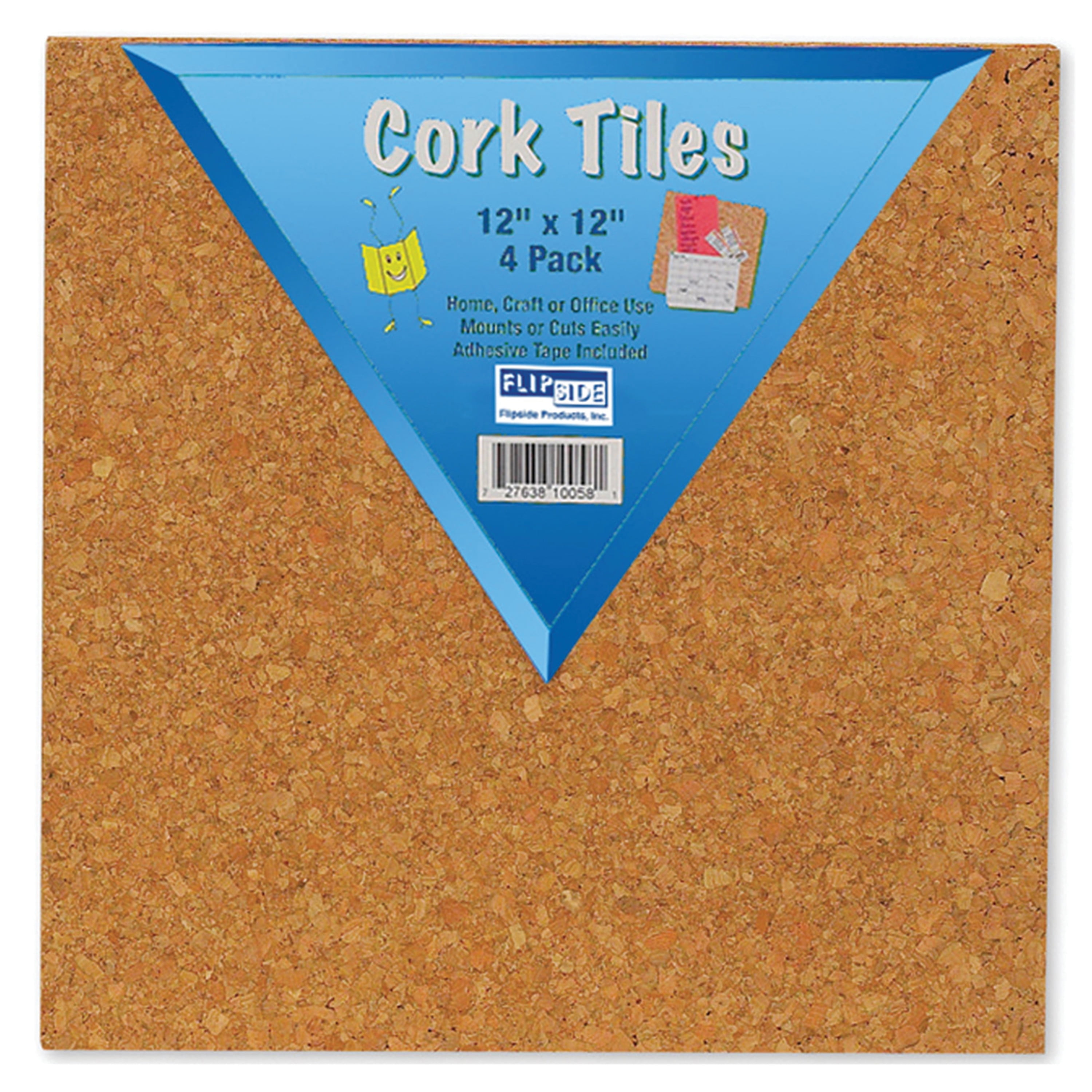 Vintage Pkg of 4 Spanish Bark WallCork Cork Board Tiles 12" x 12" Corkboard MCM 