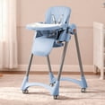 thumbnail image 1 of Bebbly Silla Alta para Bebé Ajustable con Charola y Respaldo Reclinable Altura Regulable en 6 Niveles Silla de Comer con Arnés de Seguridad y Ruedas, Alimentación y Juego 6 meses a 3 años (Azul), 1 of 10
