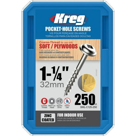 Hafele Screws - Kreg SML-C125-250 Pocket Screws - 1-1/4