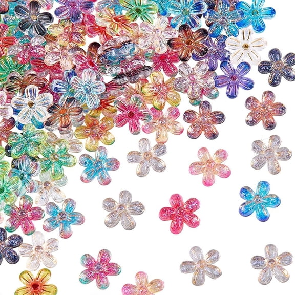 1 Box 100Pcs Tiny Flowers Nail Decorations Floral Nail Gems Mini Random Color Glitter Transparent Resin Five-Petal Flower Flatback