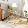 thumbnail image 2 of CoSoTower Golden Side Table, 2-Tier Acrylic Glass End Table for Living Room&Bedroom, 2 of 9