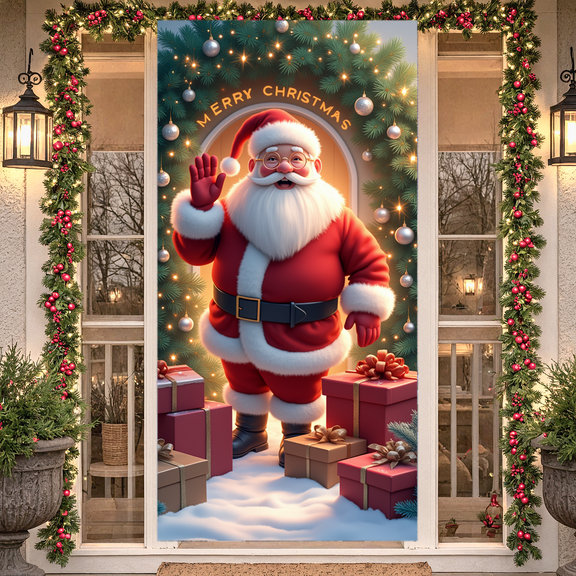 Decorative Design Santa Claus Banner Christmas Holiday Event Festive Backdrop for Christmas Party Home Decoration Winter Celebration