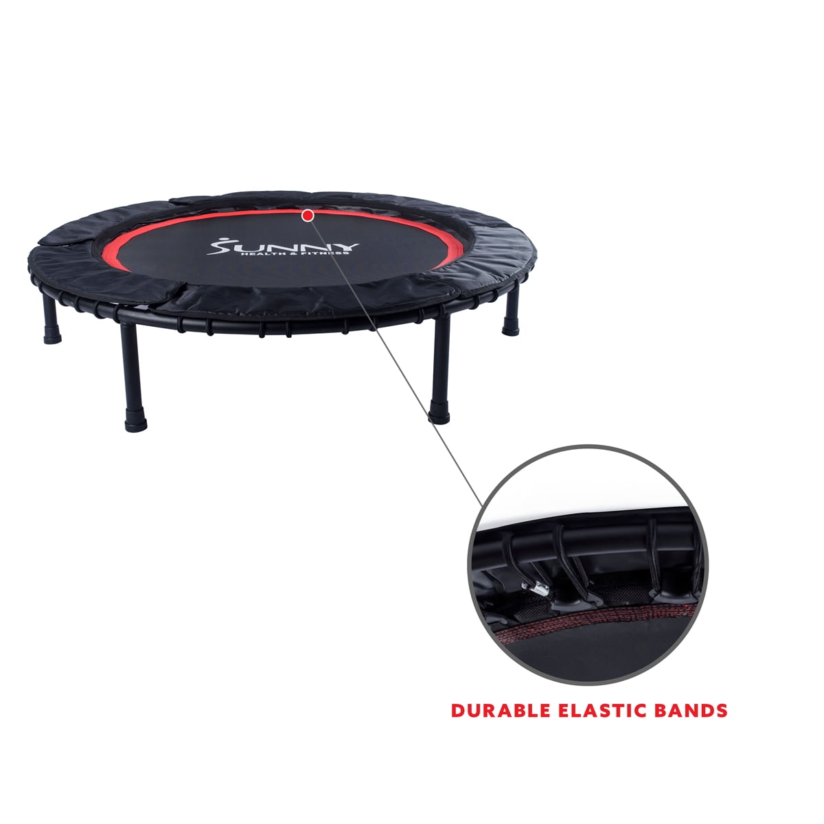 Sunny Health & Fitness Indoor Mini Exercise Rebounder Fitness Trampoline  with Adjustable Handlebar, NO. 079 | Fitness-Trampoline
