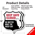 thumbnail image 2 of Keep Gate Closed No Matter What The Sheep Say (2 Pack) 12 inch X 12 inch Shield Shaped Commercial Grade Plastic Signs Weather Resistant Made in the USA, 2 of 6