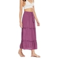 thumbnail image 4 of Women Solid Skirts Long Ruffle Layered Ladies Skirts for Summer, Purple, 4 of 6