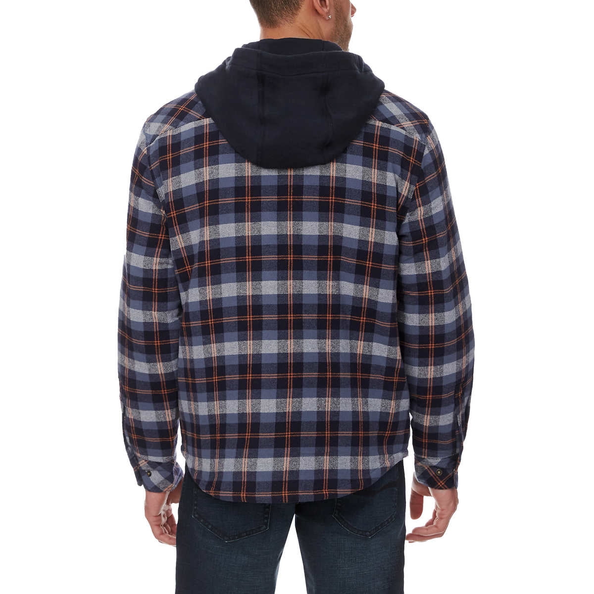 Legendary Outfitters Men’s Plaid Insulated Casual Hooded Shirt Jacket-Blue / M