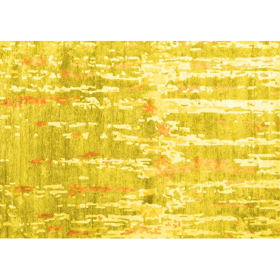 Ahgly Company Indoor Rectangle Abstract Yellow Contemporary Area Rugs, 5' x 7'