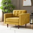 thumbnail image 3 of Chester Mid-Century Tufted Pillow Back Velvet Upholstered Arm Chair in Gold, 3 of 5