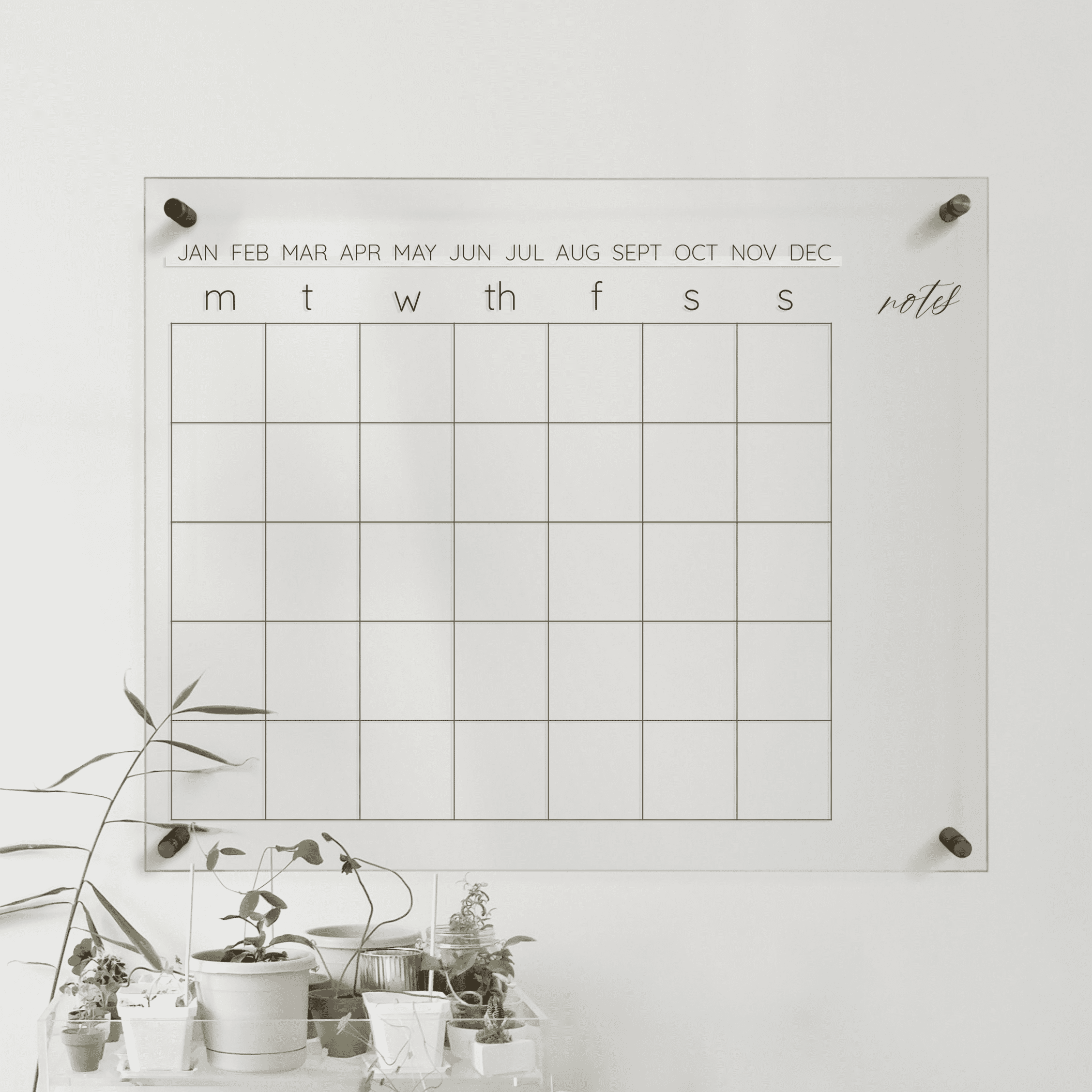 Acrylic Calendar | Acrylic Dry Erase Wall Calendar | Monthly Acrylic  Calendar | 16x19 with Gold Standoffs