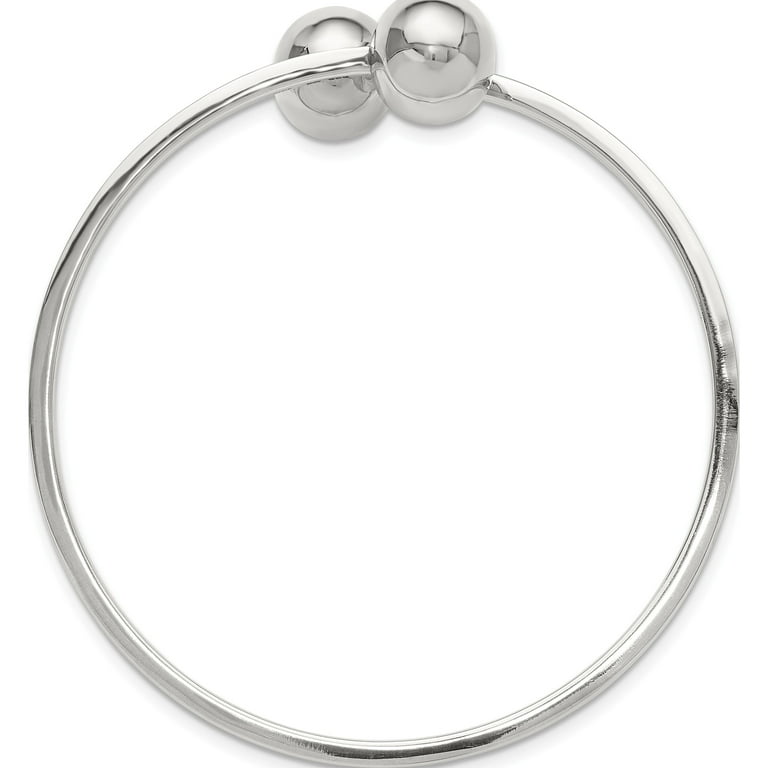 Sterling Silver Polished Ball Bypass Bangle Bracelet (Width Sterling Silver Polished Ball Bypass Bangle Bracelet (Width