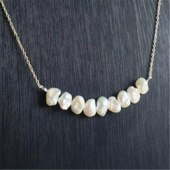 K-KED 7-8mm White Baroque Pearl Necklace 18 inches Aurora Hang Diy Chic Wedding Real