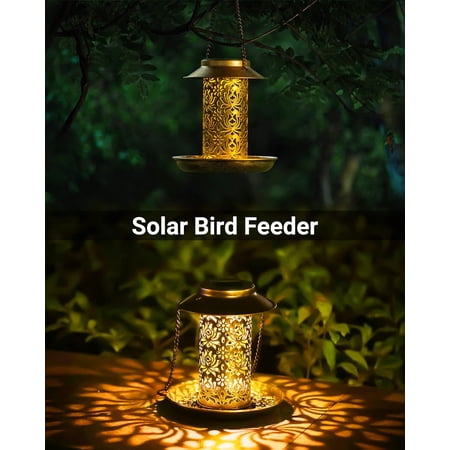SHAR Outdoor Hanging Solar Bird Feeder, Metal Wild Bird Feeder for ...