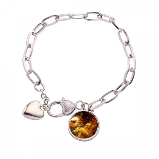 Pulsera de Cadena de Corazón Unbranded Nebulosa de Oro Paisaje Cielo Naranja Tamaño 7.5 pulgadas