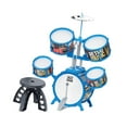 thumbnail image 4 of Juego de batería para niños principiantes. Incluye baquetas y taburete. Juguete musical para espectáculos en el escenario. Regalo de cumpleaños para Borde de color azul, 4 of 9