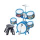 thumbnail image 4 of Juego de batería para niños, juguete educativo para el día de los niños, PVC, incluye baquetas, taburete, juguete musical para conciertos, actividades Borde de color azul, 4 of 8