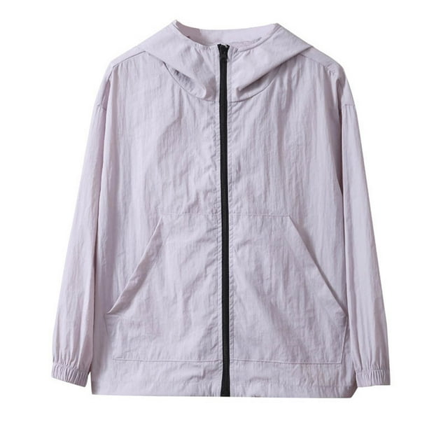 MIASHUI Veste Légère à Fermeture Éclair pour Garçons pour Activités Extérieures - Imperméable Polyvalent avec Protection Solaire pour Usage Quotidien - Coupe-Vent Confortable Idéal pour 3-16 Ans Violet Clair, 170
