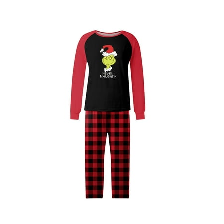 

Clearance Before Christmas！Gotyou Family Grinch Pajamas Christmas Prints Family Matching Long Sleeve Tops+Pants Set Family Matching Sets